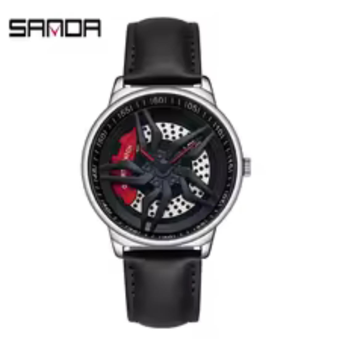 Men's Creative 3D Car Wheel Rotating Wrist Watchساعة يد رجالية بتصميم عجلة سيارة ثلاثية الأبعاد دوارة