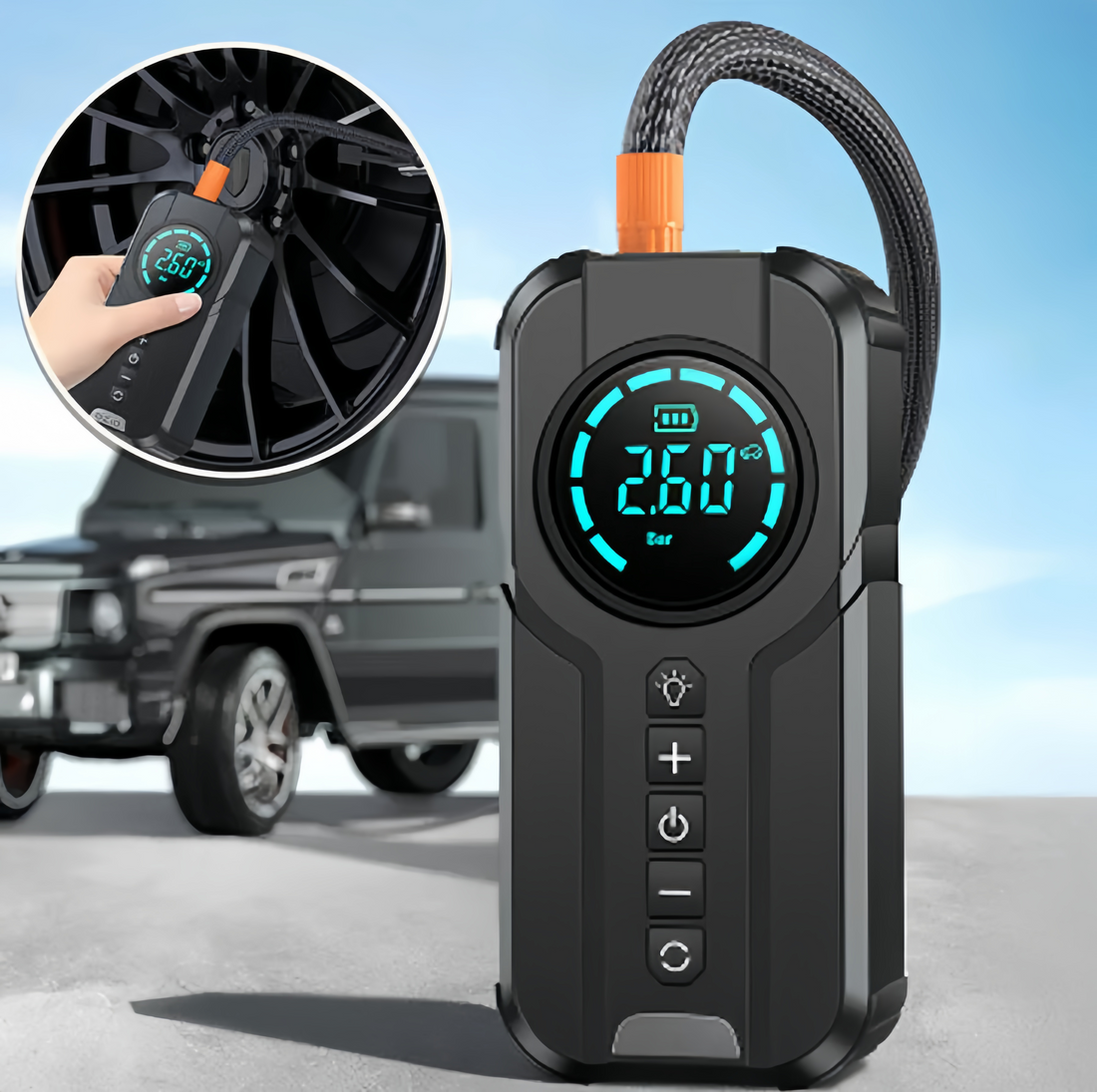 Jump Starter With Air Pump جهاز بدء التشغيل مع مضخة هوا